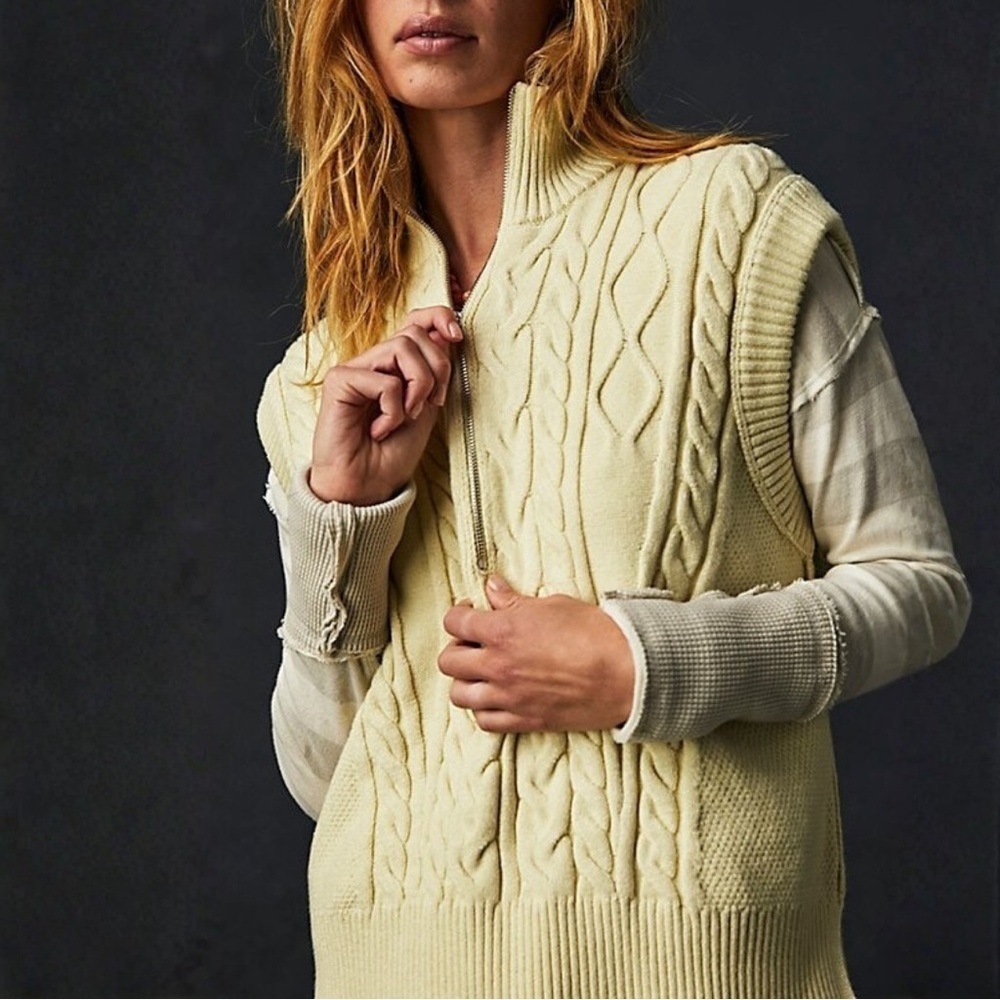 Free People Lizzy Half Zip Knit Vest Size Medium